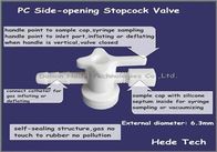 PC side-opening stopcock valve with silicone septum syringe sampling port 1/4'' 6.35mm  gas/air sampling bag sample bags